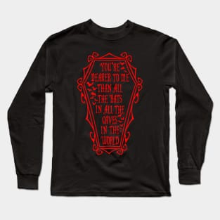 Quoth Morticia in red Long Sleeve T-Shirt